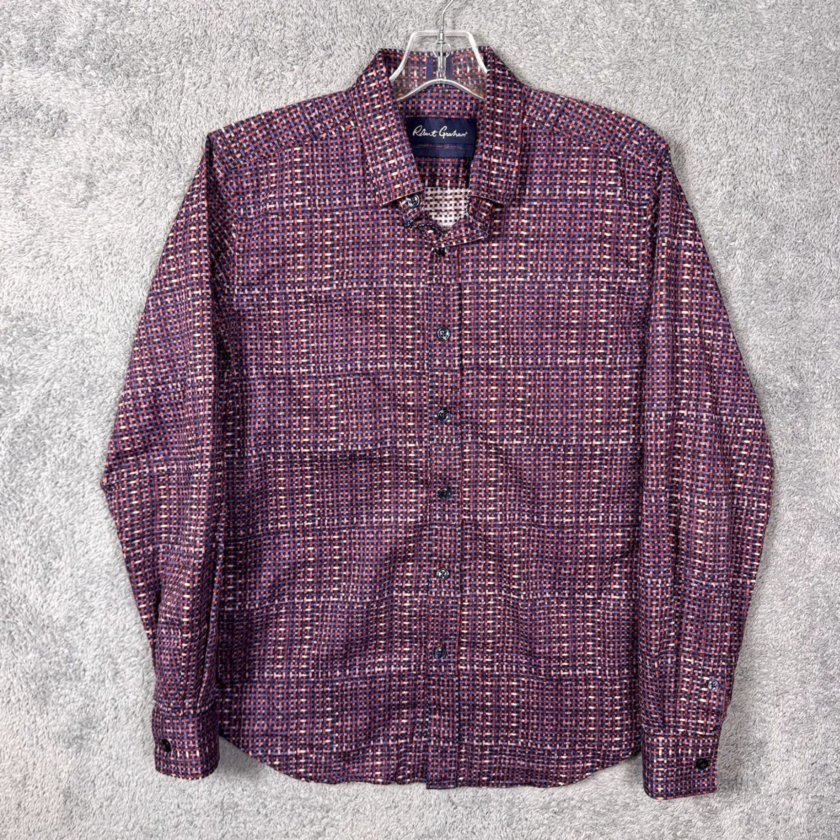 Robert Graham Robert Graham Shirt Mens S Tailored Fit Modern Americana Art AOP Geometric Long Sleeve Button-Up Red Cotton Vintage No Size US S / EU 44-46 / 1 - 6 Thumbnail