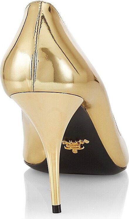 Prada o1w1db11124 Metallic Leather Pumps in Gold Size US 6 / IT 36 - 6 Thumbnail