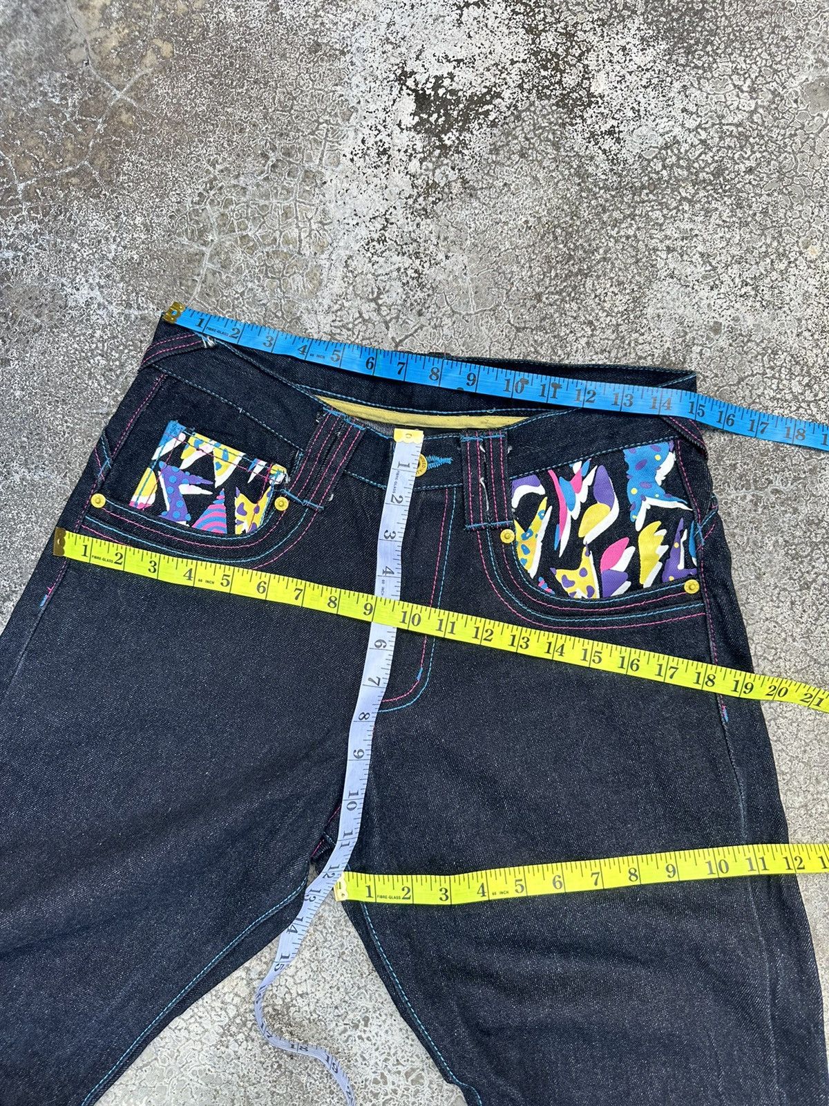 Japanese Brand Gumu Blue Indigo Printed Loose Denim W30 F61 Size US 30 / EU 46 - 6 Thumbnail