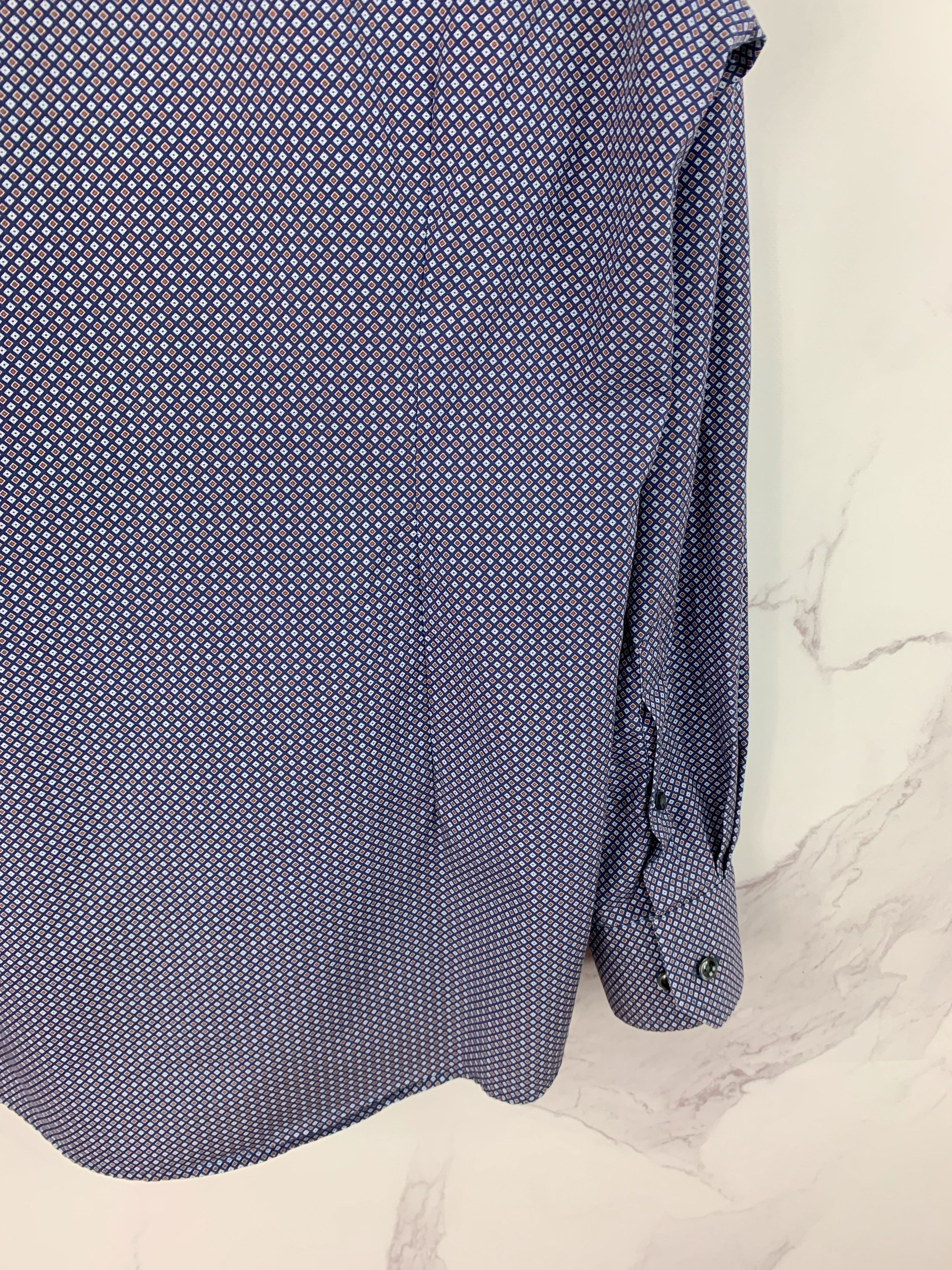 Eton Eton Navy Brighton Cotton Micro Pattern Slim Fit Shirt 39 Size US M / EU 48-50 / 2 - 10 Thumbnail