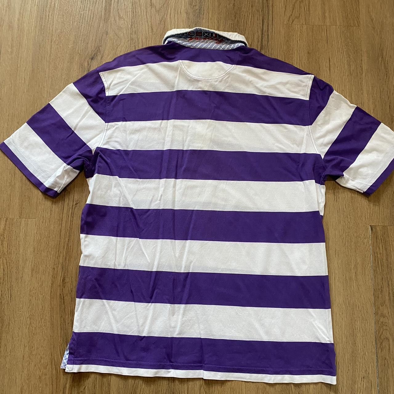 Paul & Shark Purple and white striped rugby shirt #rugby Vintage Size US XL / EU 56 / 4 - 2 Thumbnail