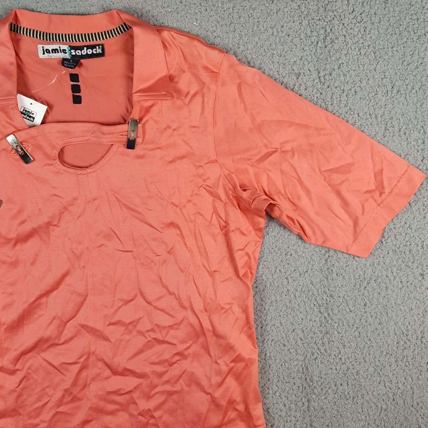 Vintage VINTAGE Jamie Sadock Polo Shirt Womens S Pink Short Sleeve Golf Knit 100% Cotton Y2K 90s Preppy Retro Sport Polo Size S / US 4 / IT 40 - 5 Thumbnail