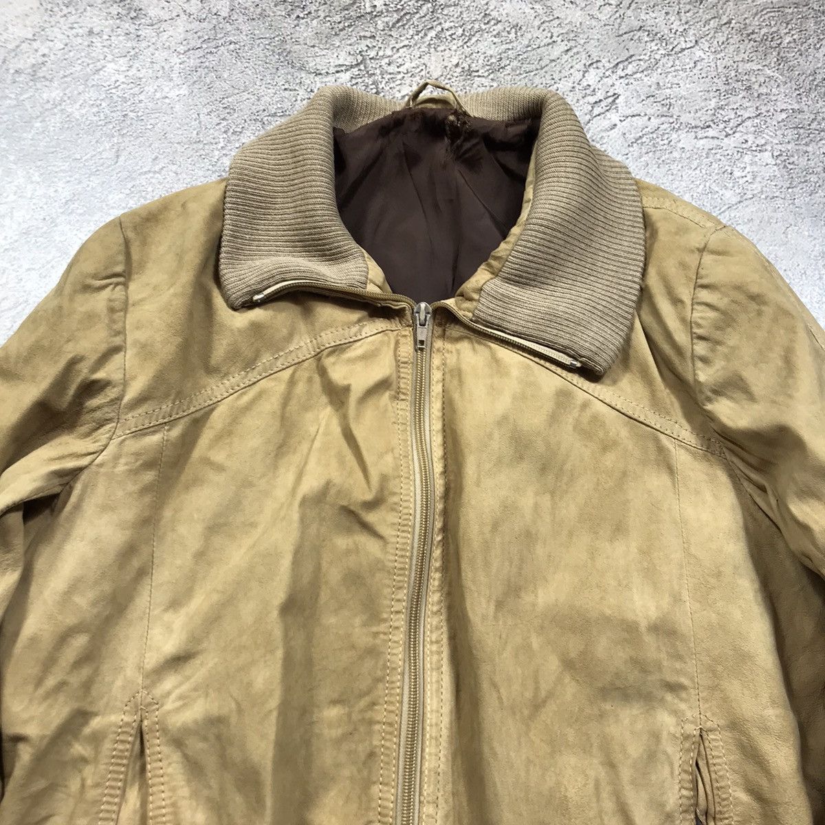 Vintage Vintage 90s Tan Bomber Jacket Baggy Streetwear Y2K Washed M Size M / US 6-8 / IT 42-44 - 3 Thumbnail