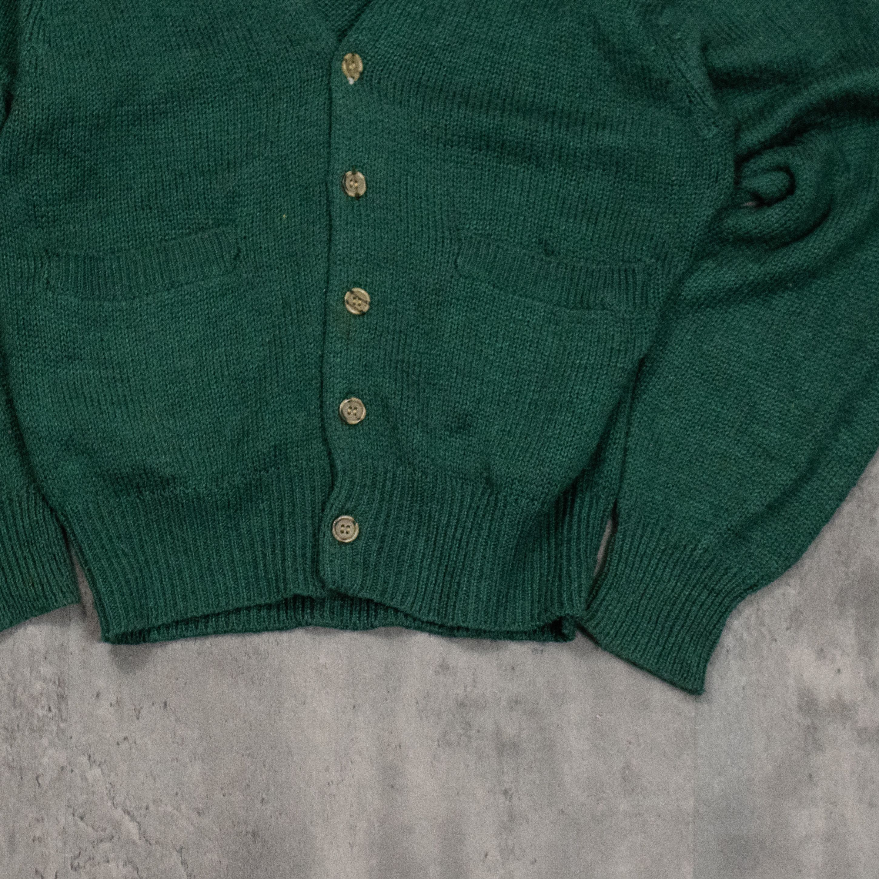 Japanese Brand Vintage 80's Forest Green Kurt Cobain Cardigan Sweater Size US S / EU 44-46 / 1 - 3 Thumbnail