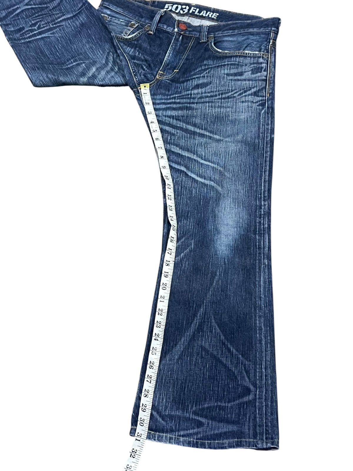 Edwin Vintage 503 FLARE Blue Trip Japan Denim Rare Harajuku Grunge Size US 32 / EU 48 - 9 Thumbnail