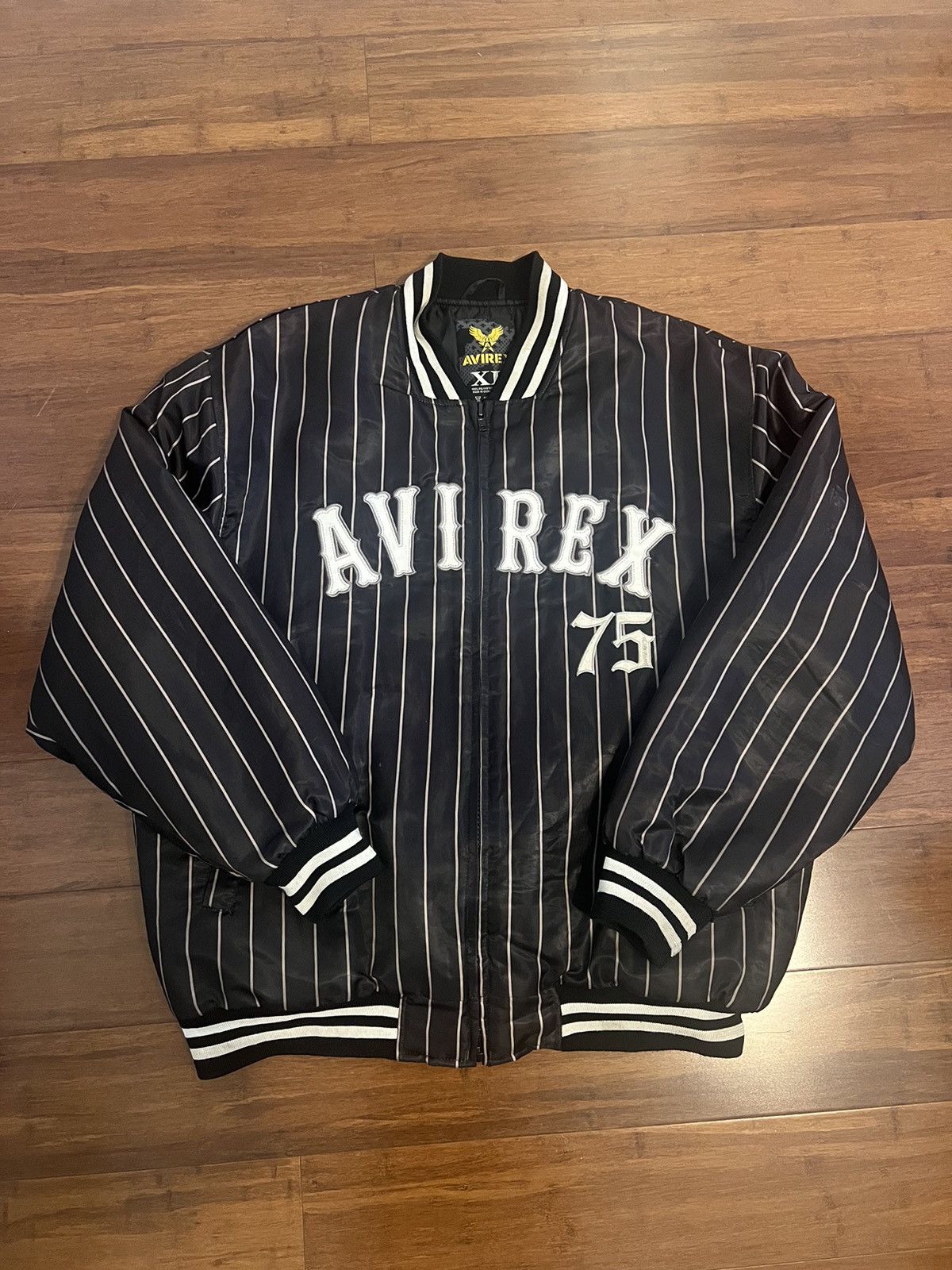 Avirex Bomber XL Pinstripe factory 75 Varsity Baseball Bomber Jacket