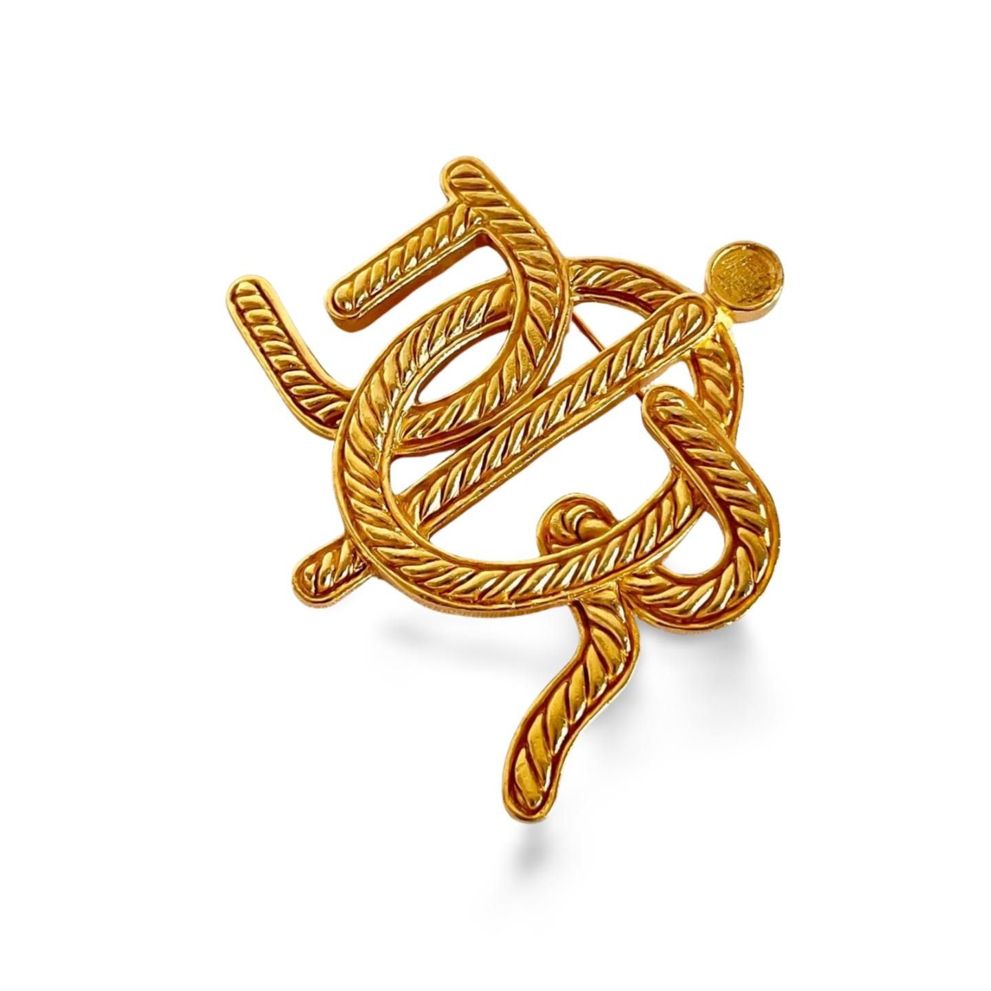 Dior Vintage Christian Dior golden twisted style logo brooch Size ONE SIZE - 2 Thumbnail