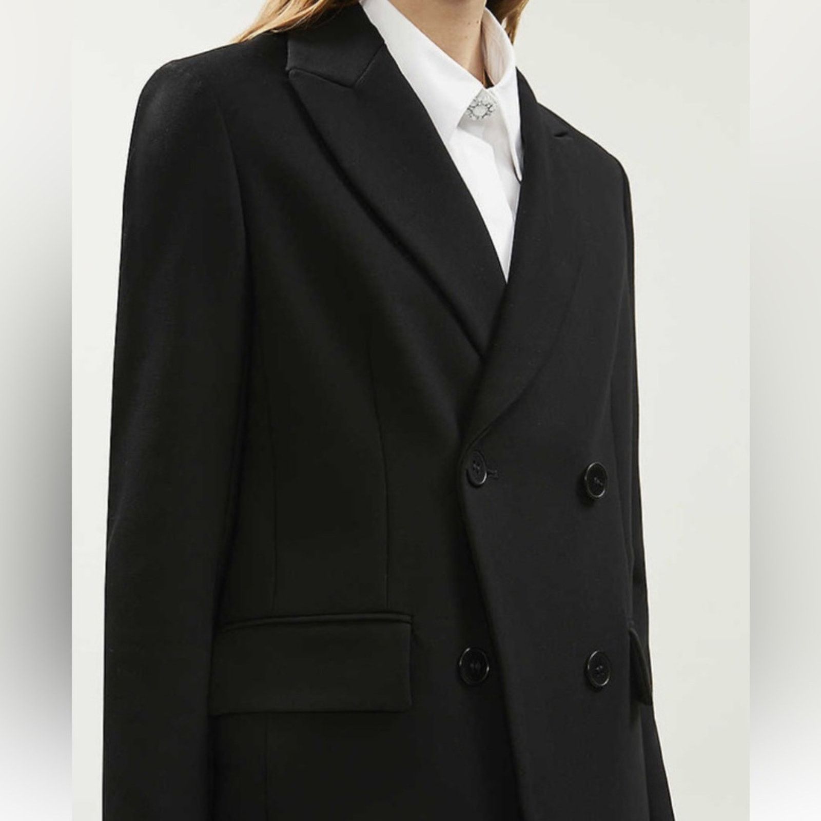 Maje MAJE VOGA $565 Black Double-Breasted Crepe Blazer FR42 US 10 Size L / US 10 / IT 46 - 14 Thumbnail
