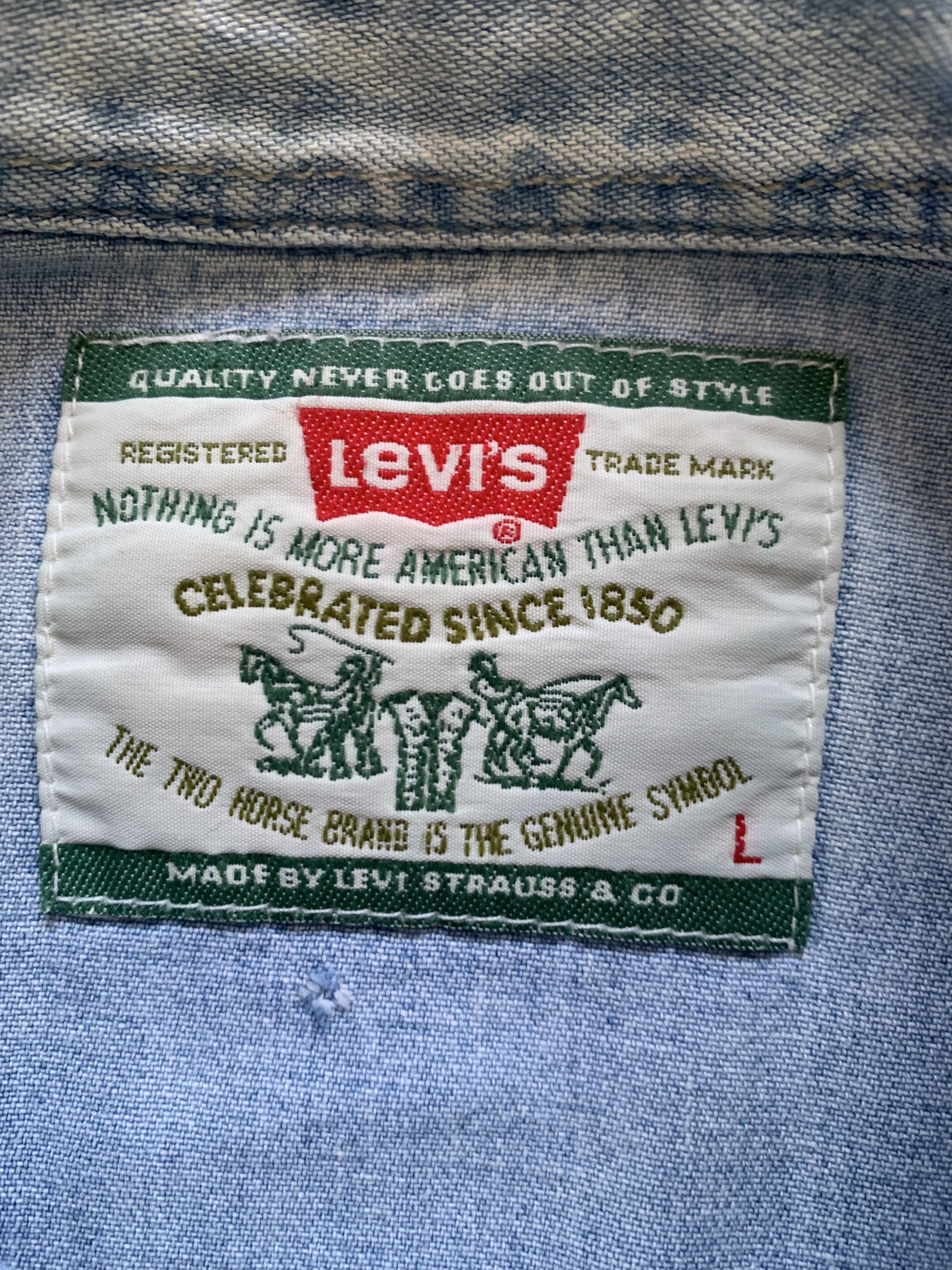 Levi's Men’s Levi’s Light Blue Vintage Western Denim Shirt Size US L / EU 52-54 / 3 - 5 Thumbnail