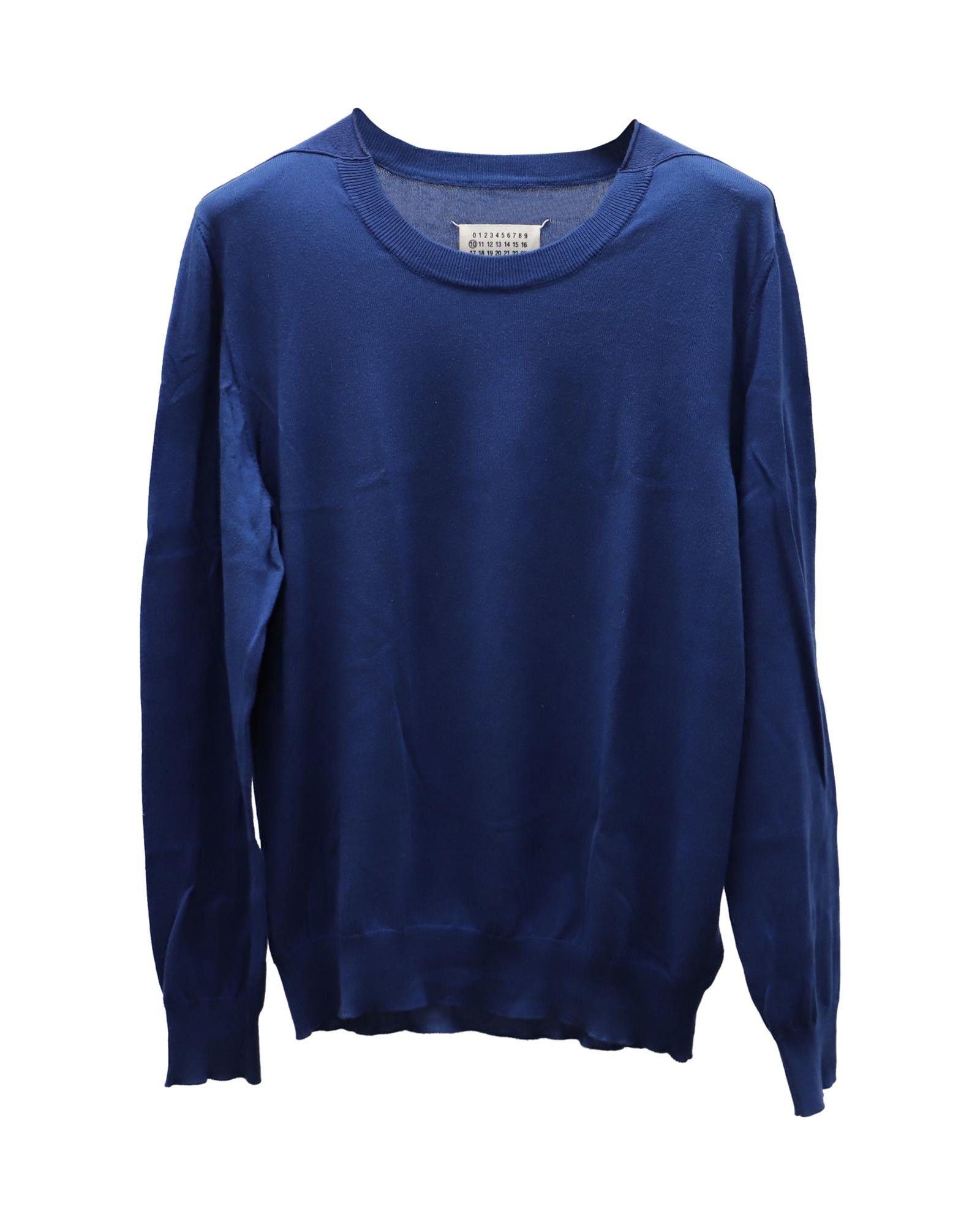 image of Maison Margiela Blue Cotton Crew-Neck Sweater By Maison Martin Margiela, Men's (Size XL)