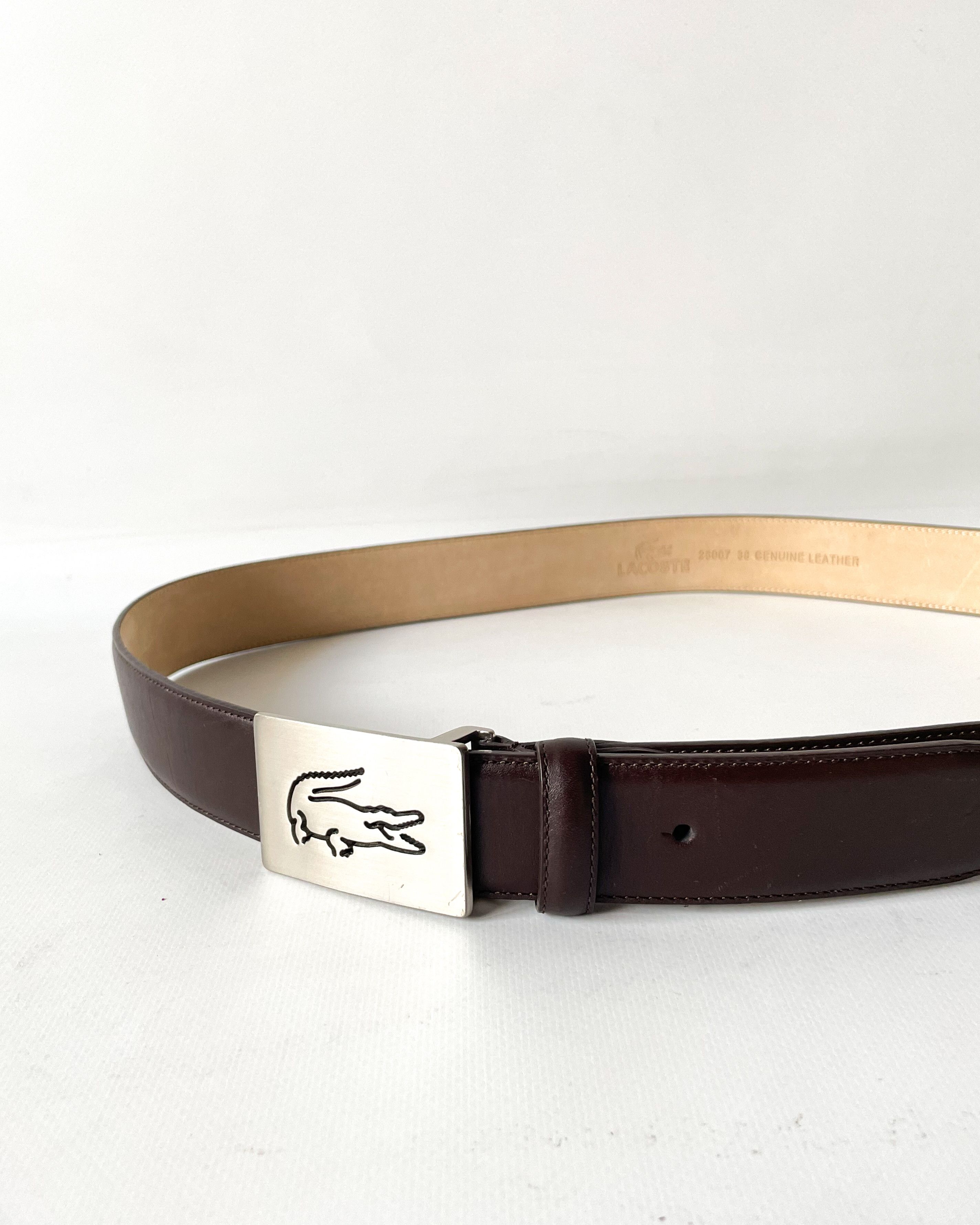 Lacoste Lacoste Leather Belt Crocodile Logo Buckle Size 38 - 4 Thumbnail