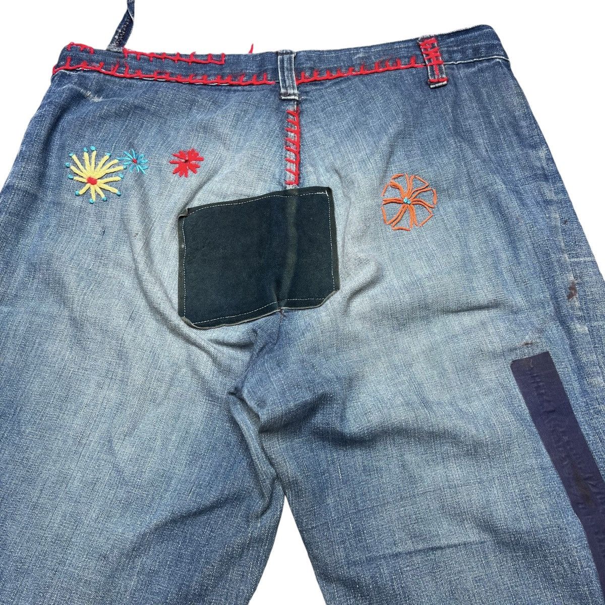 Vintage Vintage 1970s Denim Custom Hippie Bellbottom Flare Jeans Size 31" - 15 Thumbnail