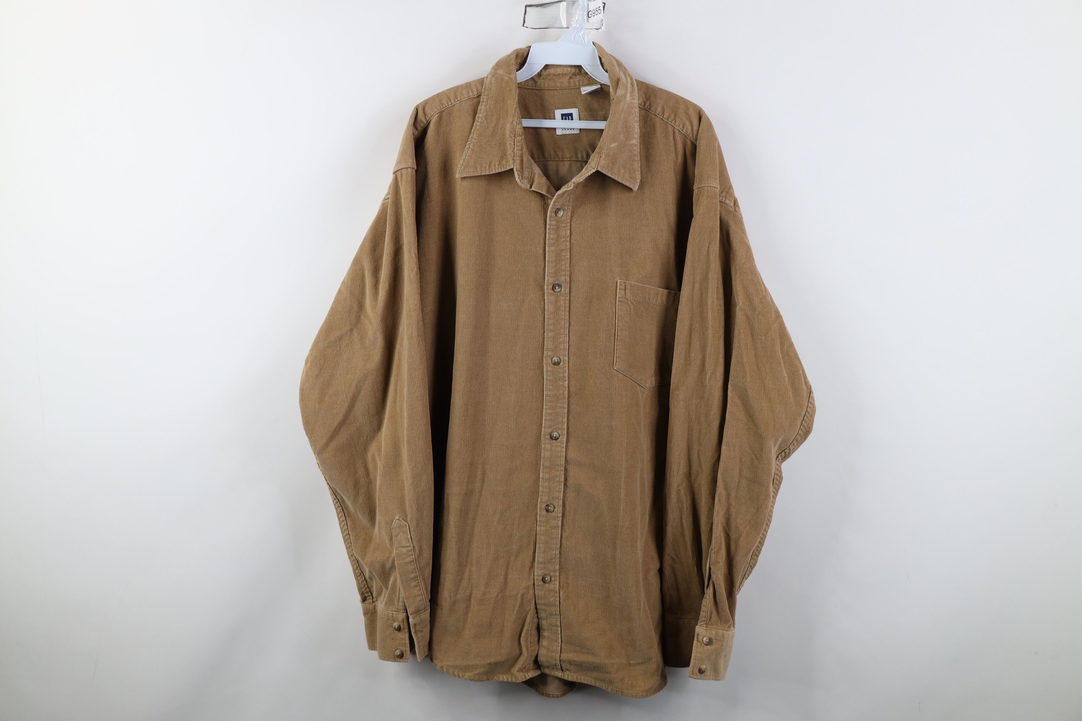 Gap Vintage 90s Y2K Gap Corduroy Collared Button Shirt Beige Tan Size US XXL / EU 58 / 5 - 1 Thumbnail