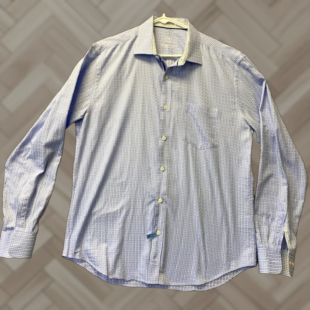 BUGATCHI VINTAGE Bugatchi Uomo Shirt Adult L Blue Geometric Slim Fit Button-Up Mens Size US L / EU 52-54 / 3 - 1 Thumbnail