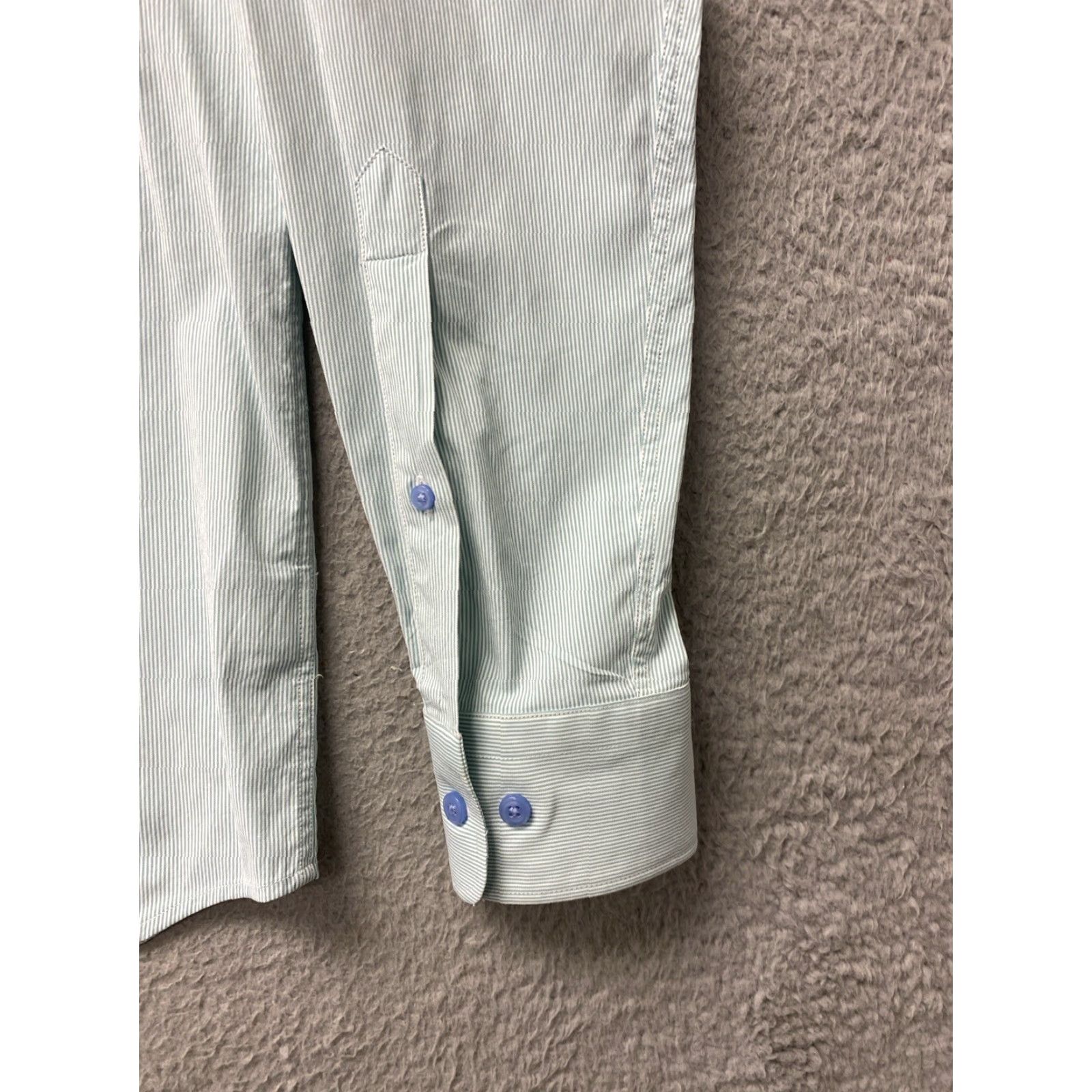 Peter Millar Peter Millar Summer Comfort Long Sleeve Shirt Men L Mint Green Pin Stripes Performance Golf Casual Size US L / EU 52-54 / 3 - 3 Thumbnail