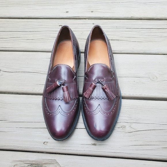 Allen Edmonds × Vintage Vintage 80s Allen Edmonds Mansfield Oxblood Leather Brogue Size US 8.5 / EU 41-42 - 2 Thumbnail