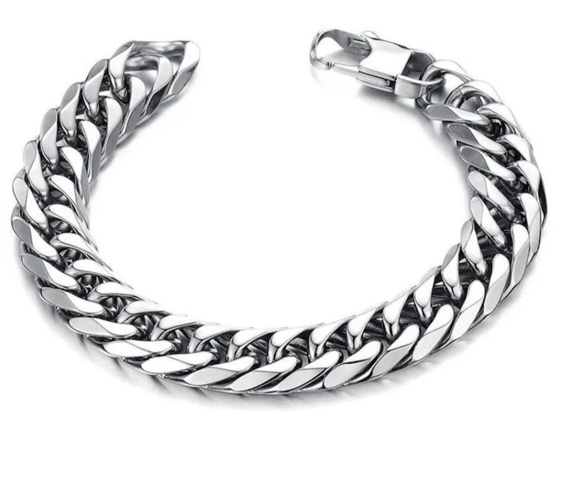 Jewelry 10mm Stainless Steel Chain Bracelet Size ONE SIZE - 2 Thumbnail