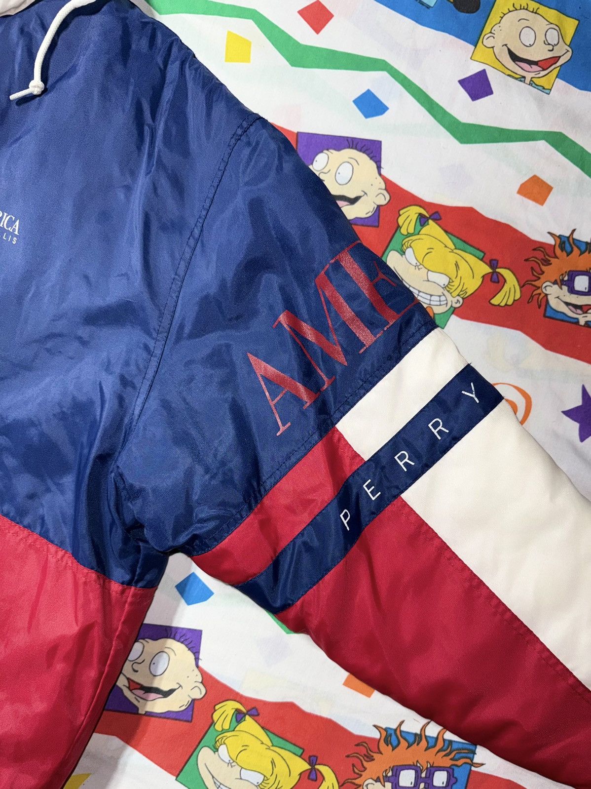 Perry Ellis Perry Ellis America Vintage Iconic Red White & Blue Jacket Size US L / EU 52-54 / 3 - 3 Thumbnail