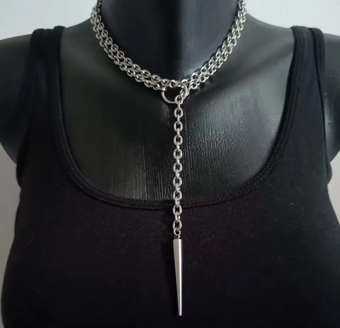 Japanese Brand Punk Stud O-Ring Long Necklace Size ONE SIZE - 1 Thumbnail