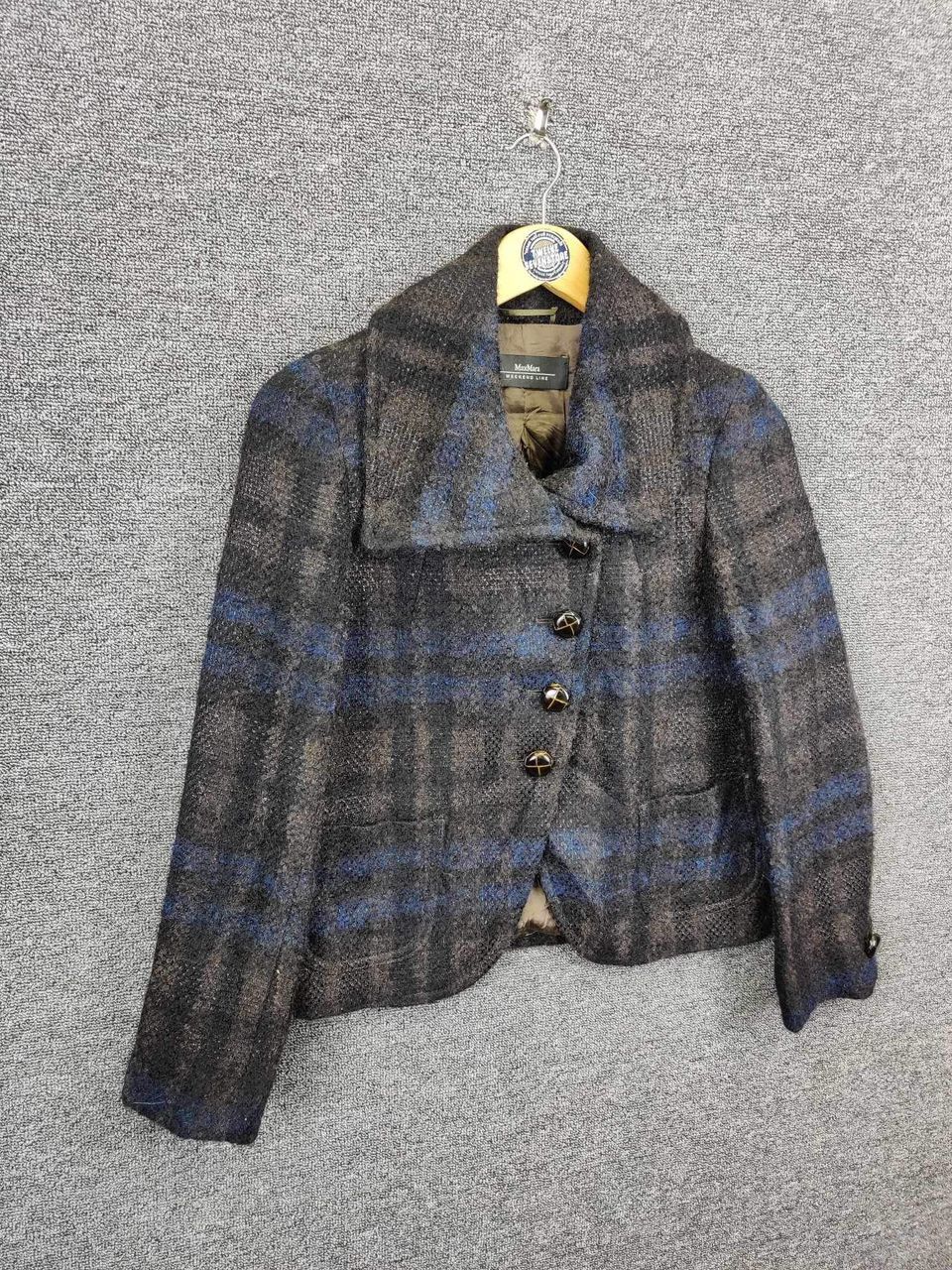 Japanese Brand Max Mara Weekend Plaid Wool Mohair Single Breasted Coat Size US S / EU 44-46 / 1 - 5 Thumbnail