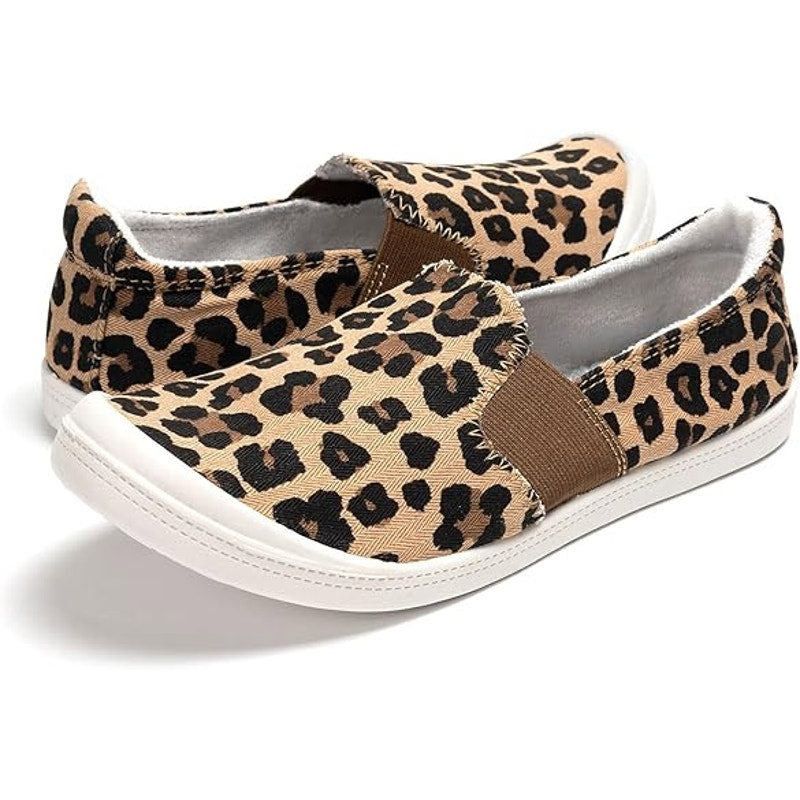 Other Funky Monkey Women 11 Tan Leopard Slip-On Canvas Sneakers Size ONE SIZE - 3 Thumbnail