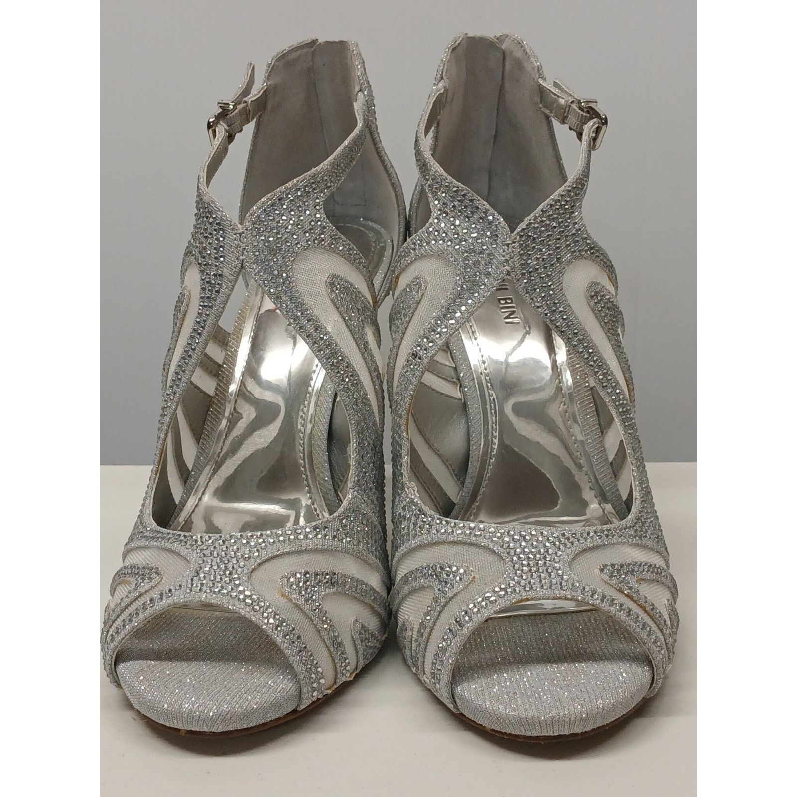 Other Gianni Bini (10M) Silver Rhinestone Stiletto High Heels Size US 10 / IT 40 - 6 Thumbnail