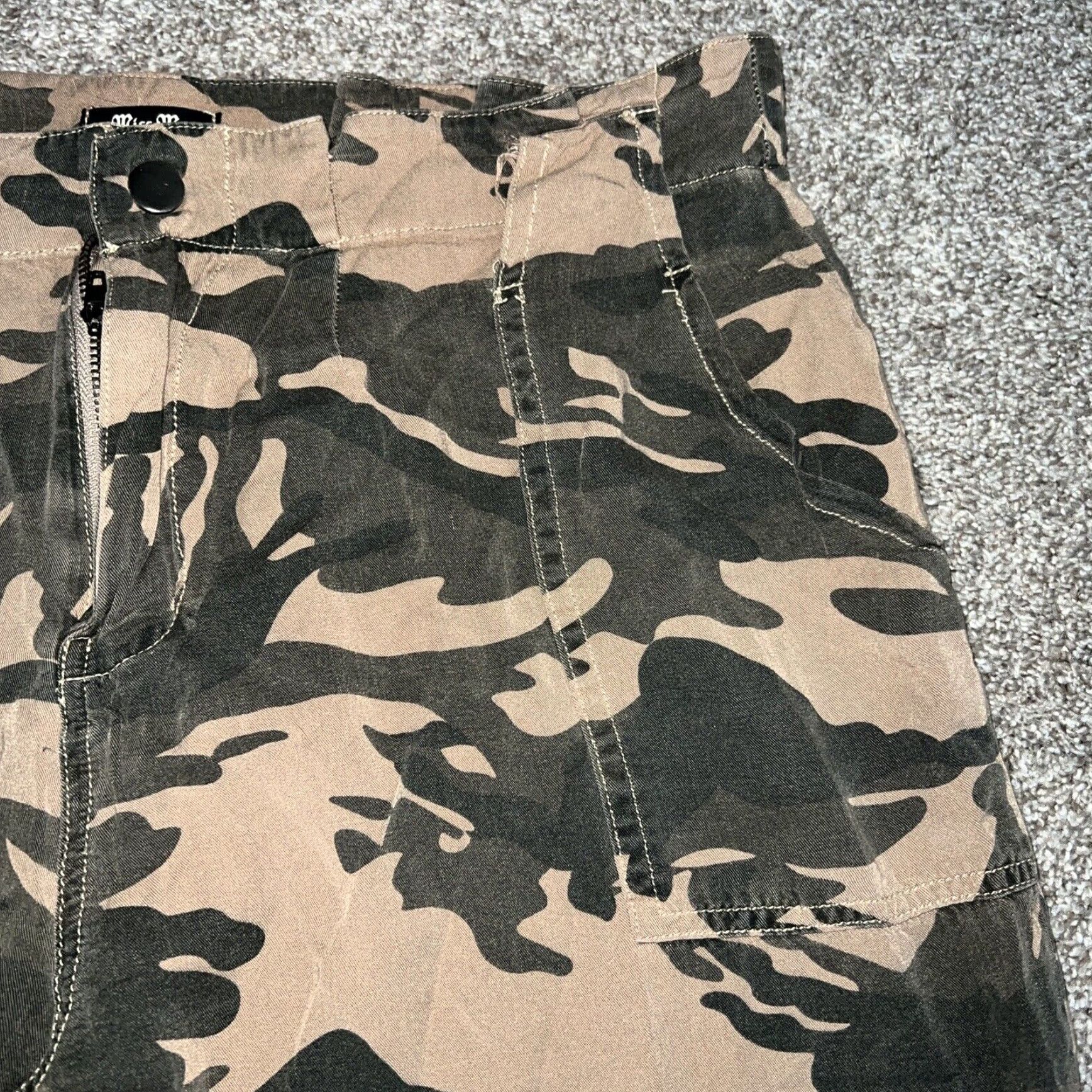 Miss Me Miss Me Womens Viscose Camo Khaki Pants Large Size 36" / US 14 / IT 50 - 2 Thumbnail