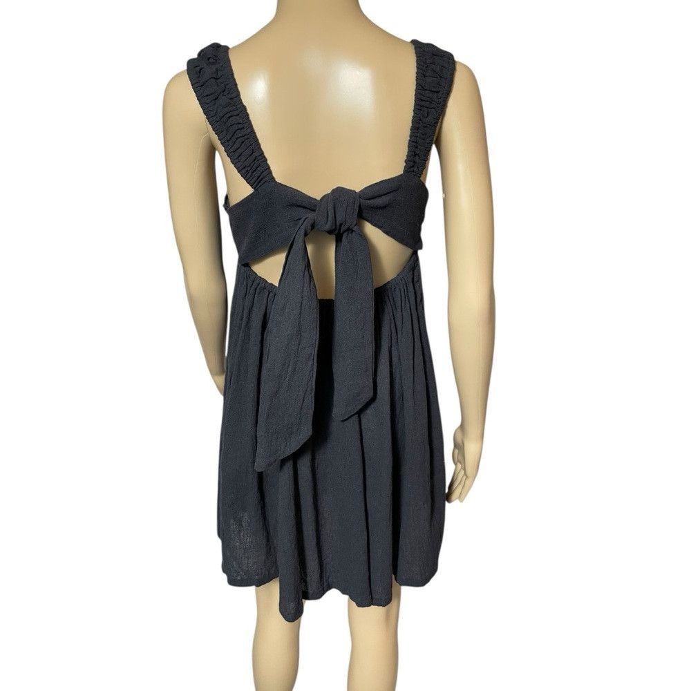Free People New Free People Blissful Breeze Mini Black Cotton Linen Dre Size XS / US 0-2 / IT 36-38 - 5 Thumbnail