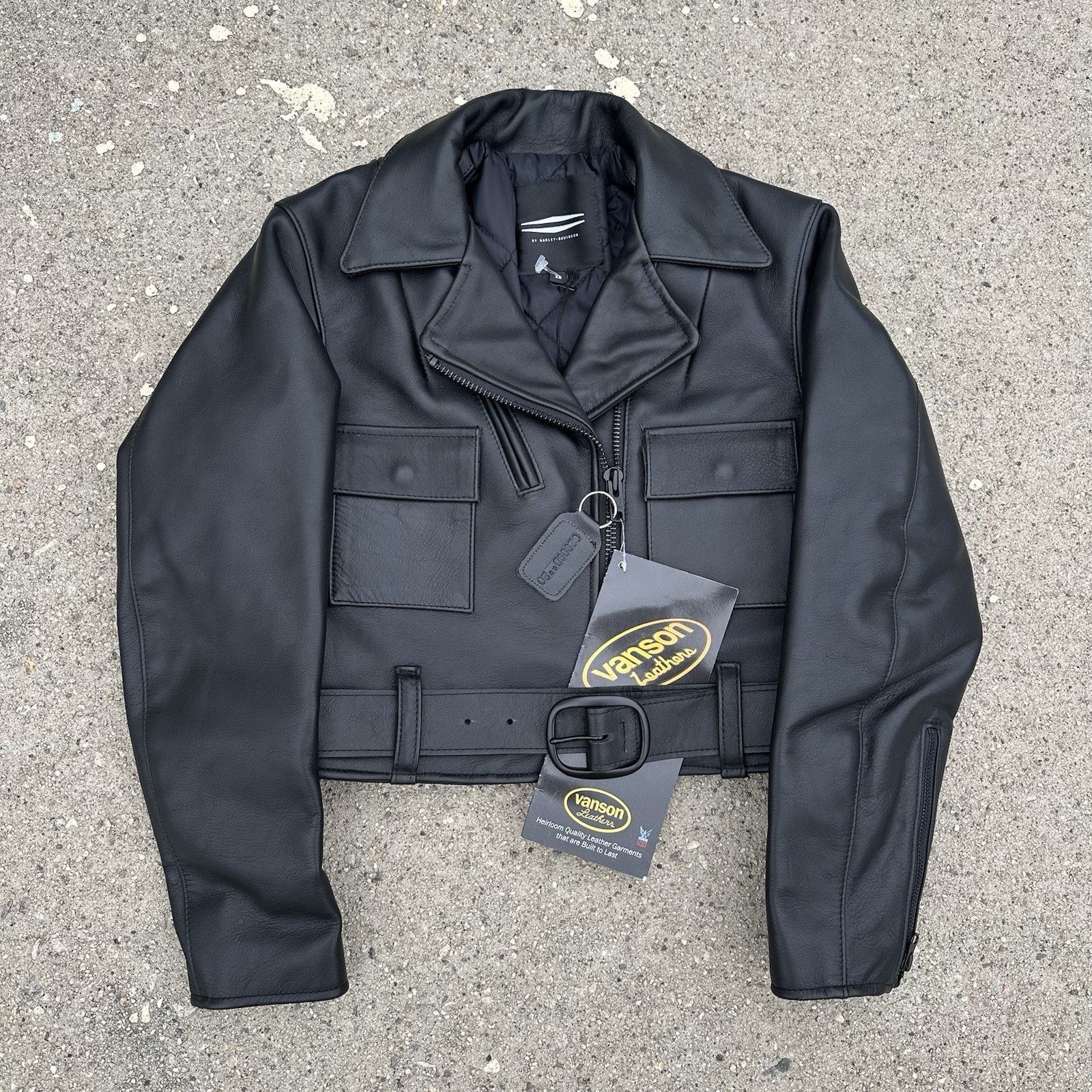 Harley Davidson × Leather × Vanson Leathers NWT Harley Davidson x Vanson Black Leather Jacket Biker Size XS / US 0-2 / IT 36-38 - 1 Thumbnail