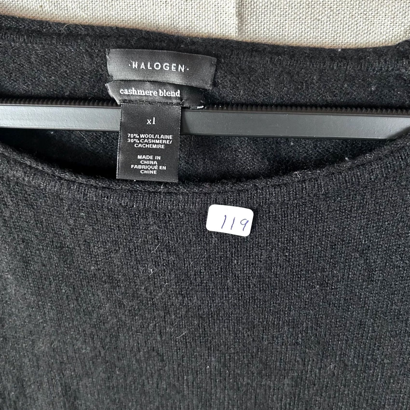 Vintage Halogen Sweater Womens XL Black Wool Cashmere Blend Pullover Crew Neck Size XL / US 12-14 / IT 48-50 - 2 Thumbnail