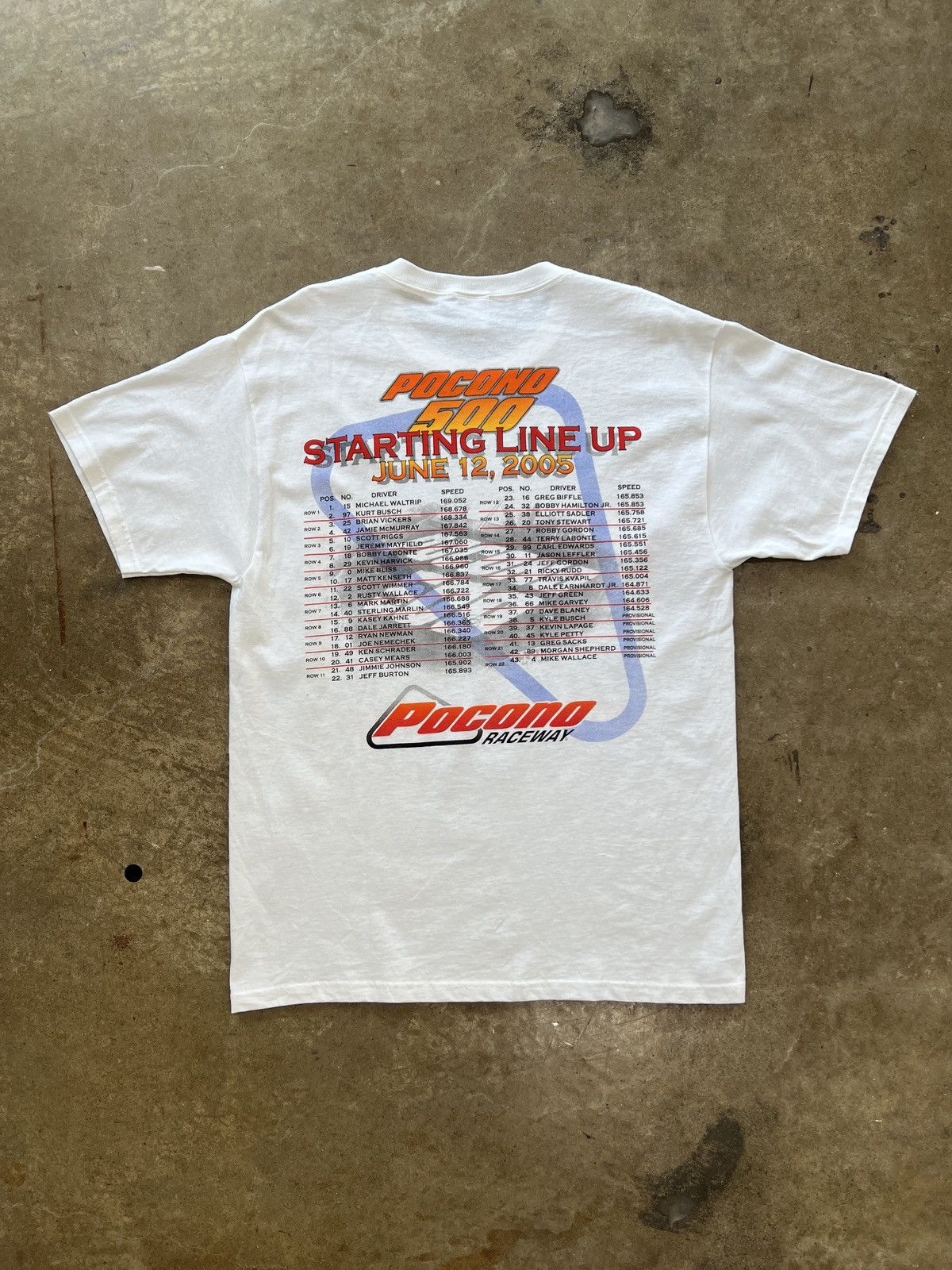 NASCAR Vintage 2005 Pocono 500 Starting Line Up Racing Tee Large Size US L / EU 52-54 / 3 - 5 Thumbnail