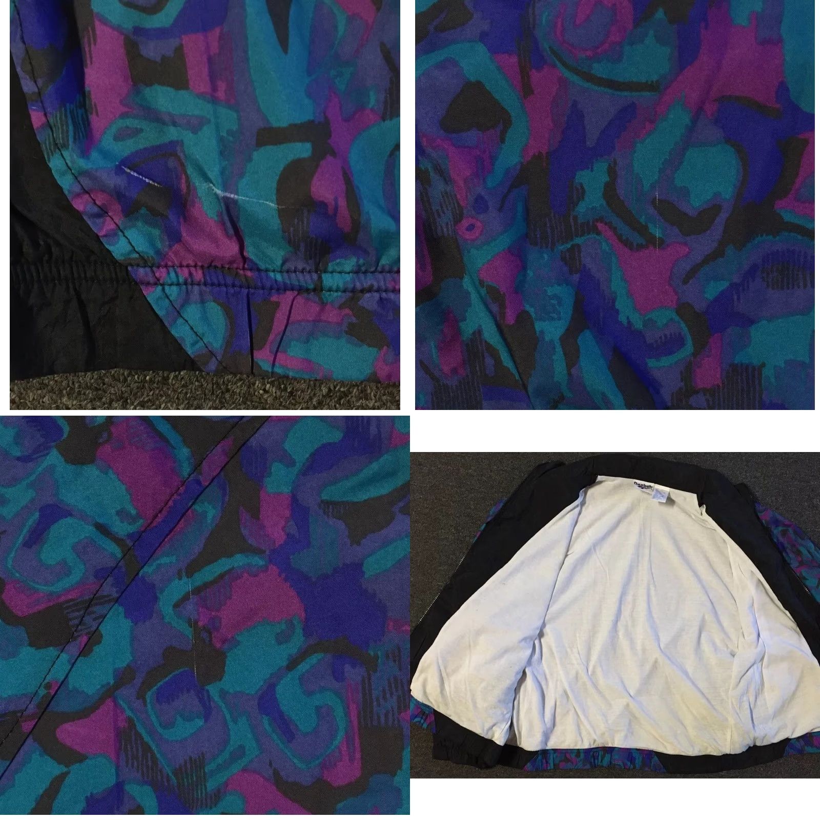 Reebok Vtg 90s Reebok Abstract Art AOP Bomber Jacket L Blue Women Shirt Windbreaker Vintage 90s Vaporwave Art Baroque Graphic Spotlight Womens Size L / US 10 / IT 46 - 8 Thumbnail
