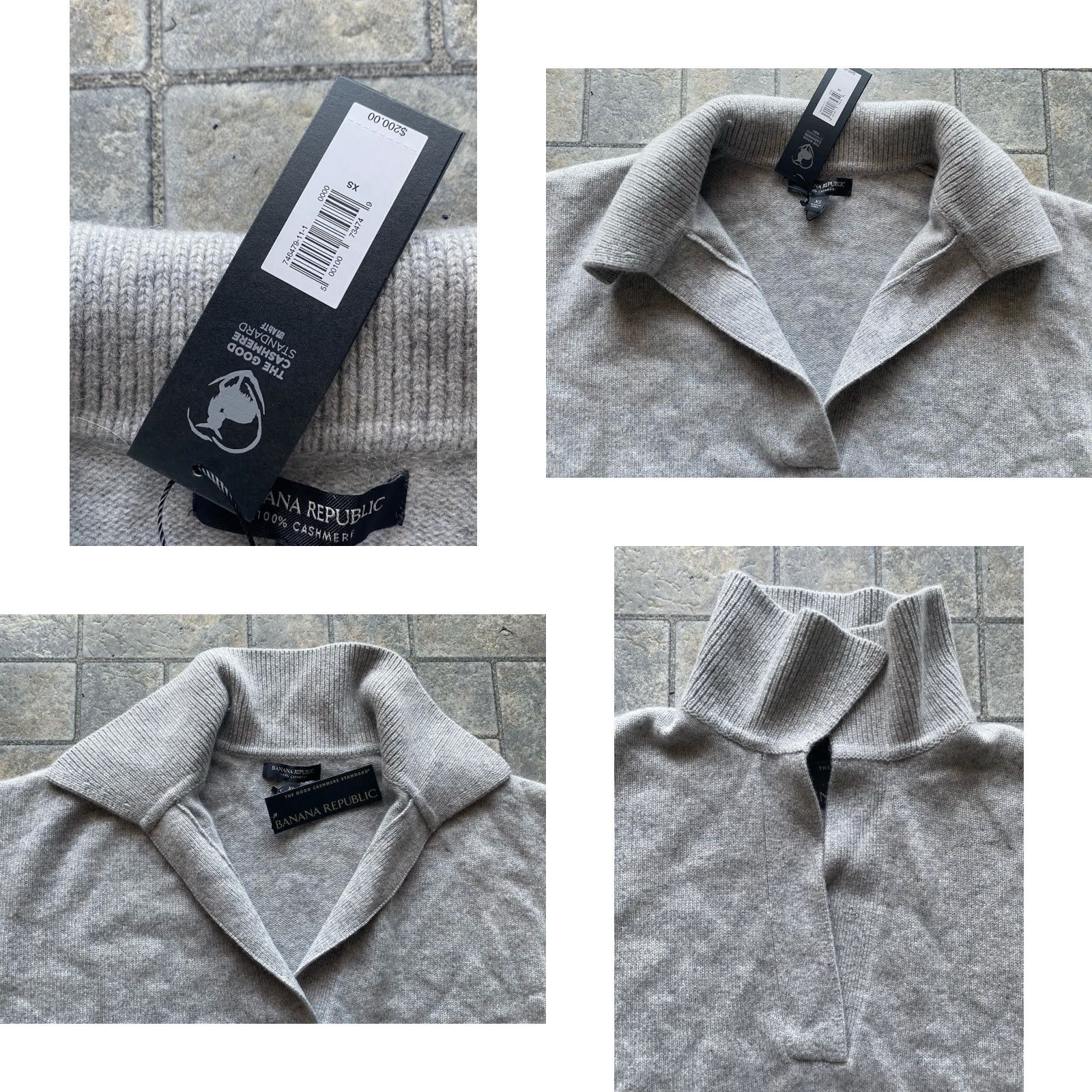 Banana Republic VINTAGE Banana Republic WOMENS XS 100% Cashmere Polo Sweater Light Grey NWT 00 Size XS / US 0-2 / IT 36-38 - 8 Thumbnail