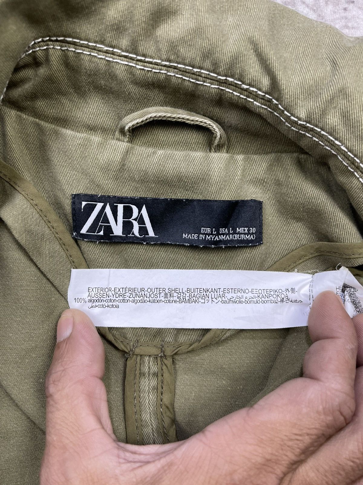 Zara ZARA Olive Green Utility Cotton Jacket Size L / US 10 / IT 46 - 10 Thumbnail