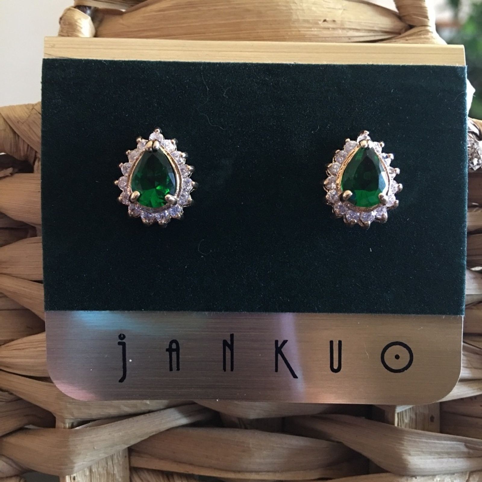 Jewelry Janku simulated emerald with clear cz earrings Size ONE SIZE - 1 Thumbnail