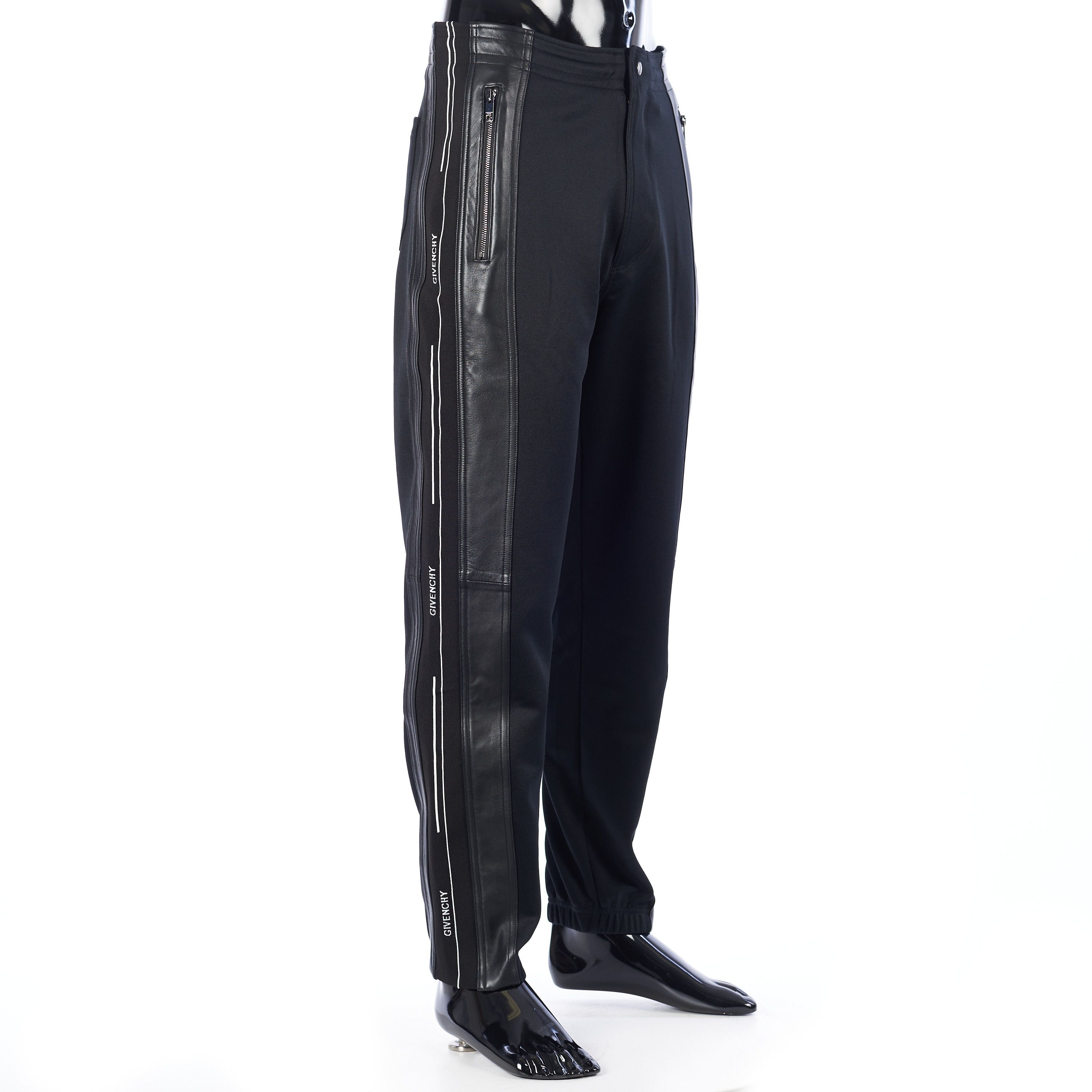Givenchy Black Leather Panelled Jogging Pants Size M Size US 32 / EU 48 - 8 Thumbnail