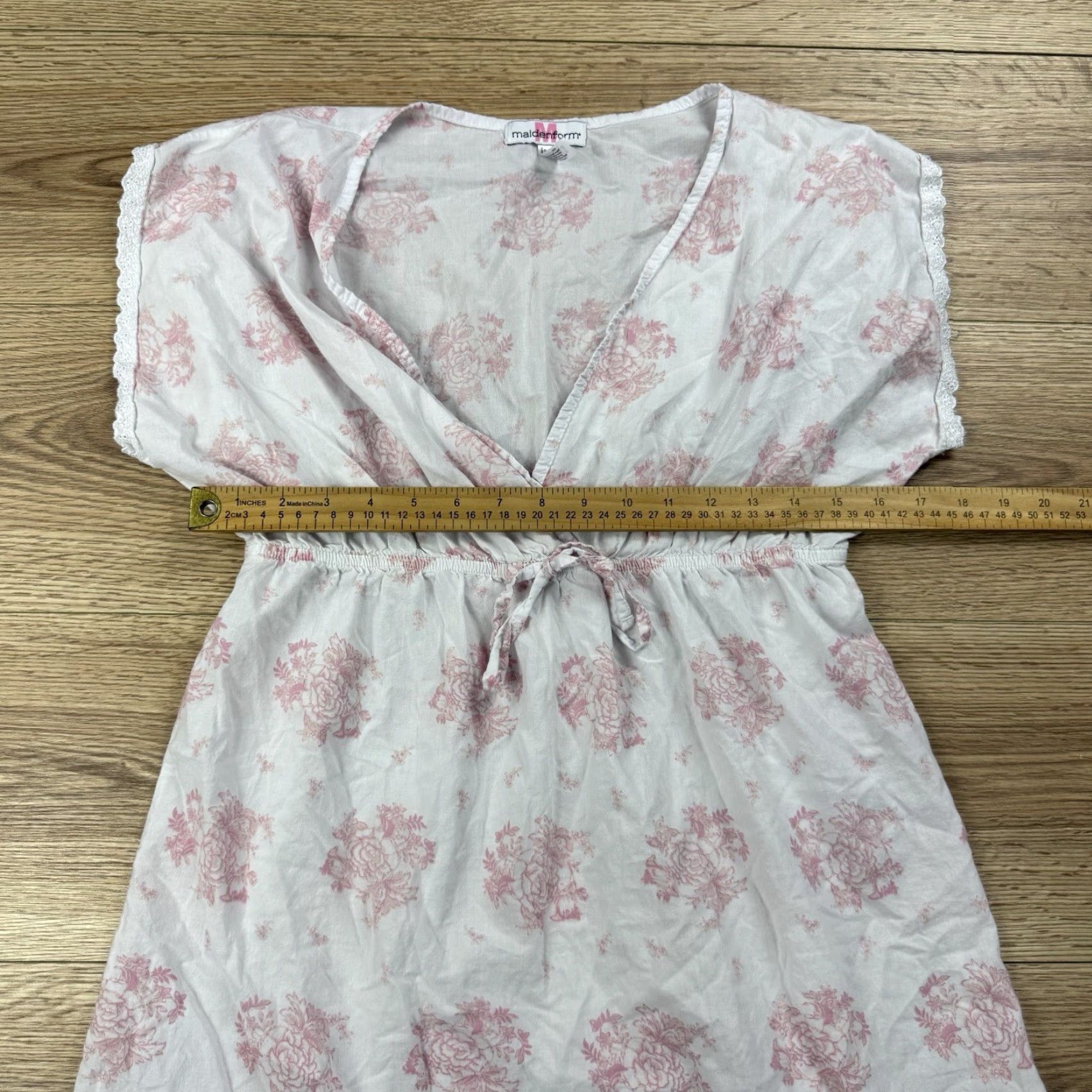 Vintage Maidenform Mini Dress V-Neck Floral Pattern White Pink Size M Womens Size M / US 6-8 / IT 42-44 - 3 Thumbnail