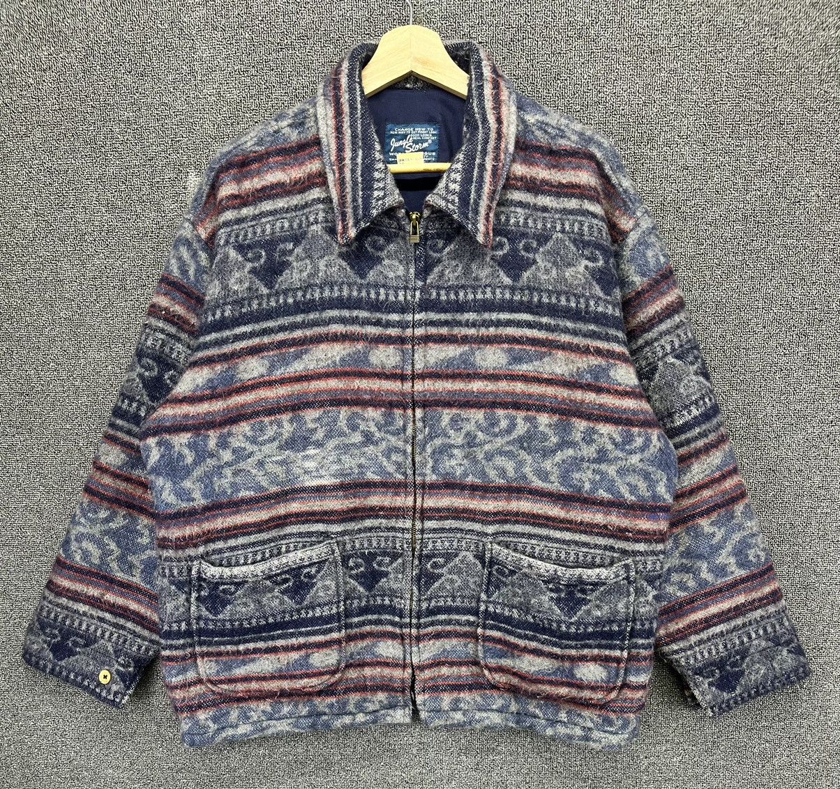 Japanese Brand Vintage Jungle Storm Navajo Wool Jacket Size US L / EU 52-54 / 3 - 1 Thumbnail
