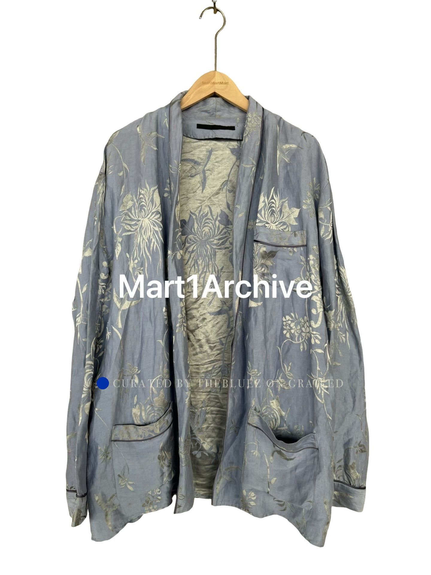 Haider Ackermann Blue Floral Light Jacket with Pockets - Size M Size US M / EU 48-50 / 2 - 1 Thumbnail