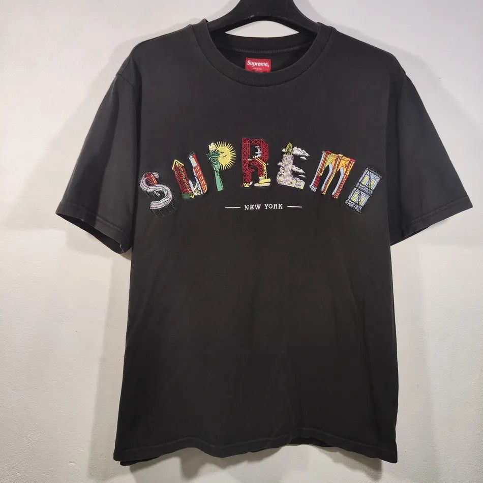 Supreme Supreme New York Arc black embroidered t-shirt tee