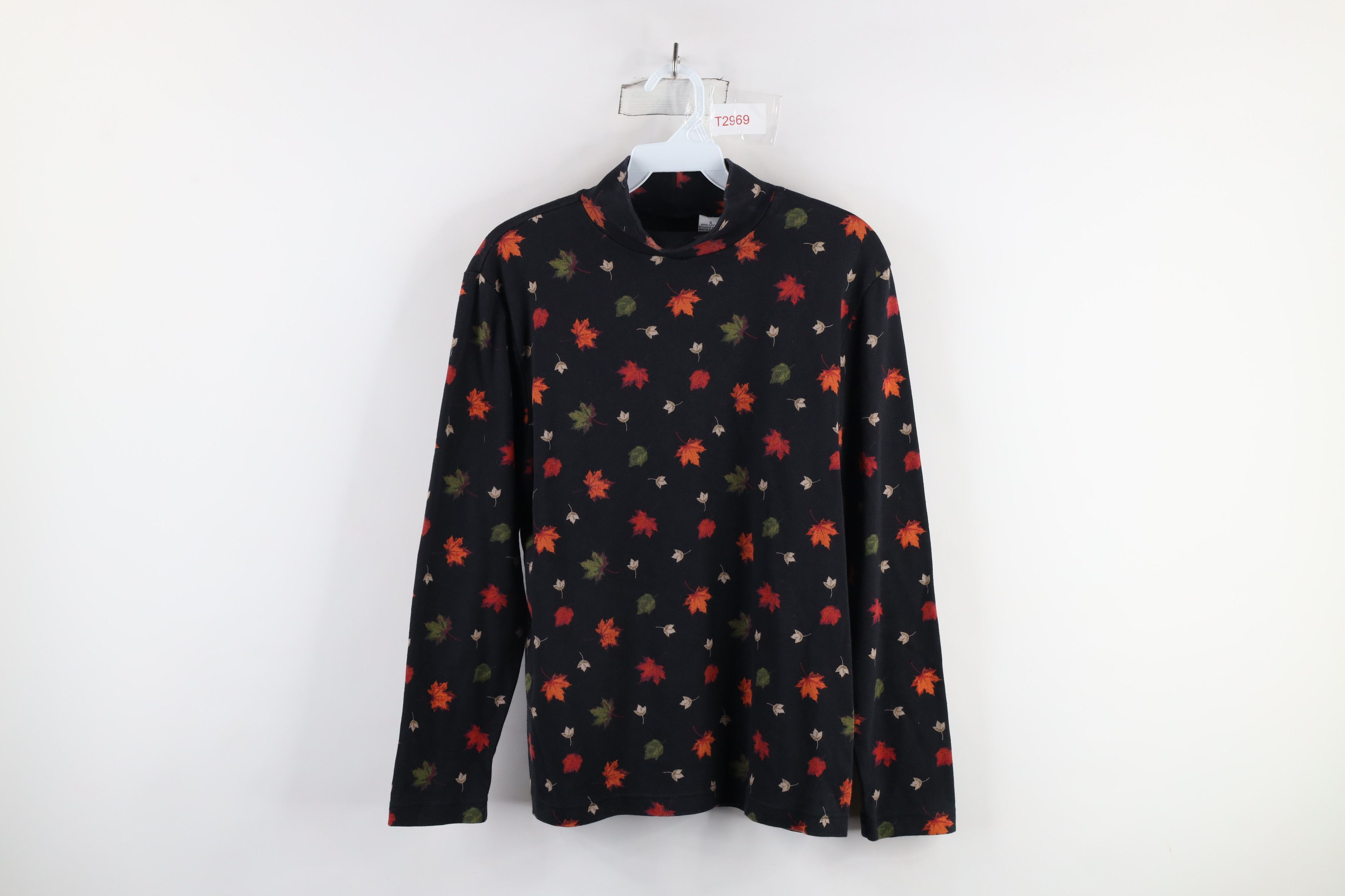Vintage Vintage 90s Streetwear Nature Fall Leaves Mock Neck T-Shirt Size S / US 4 / IT 40 - 1 Thumbnail