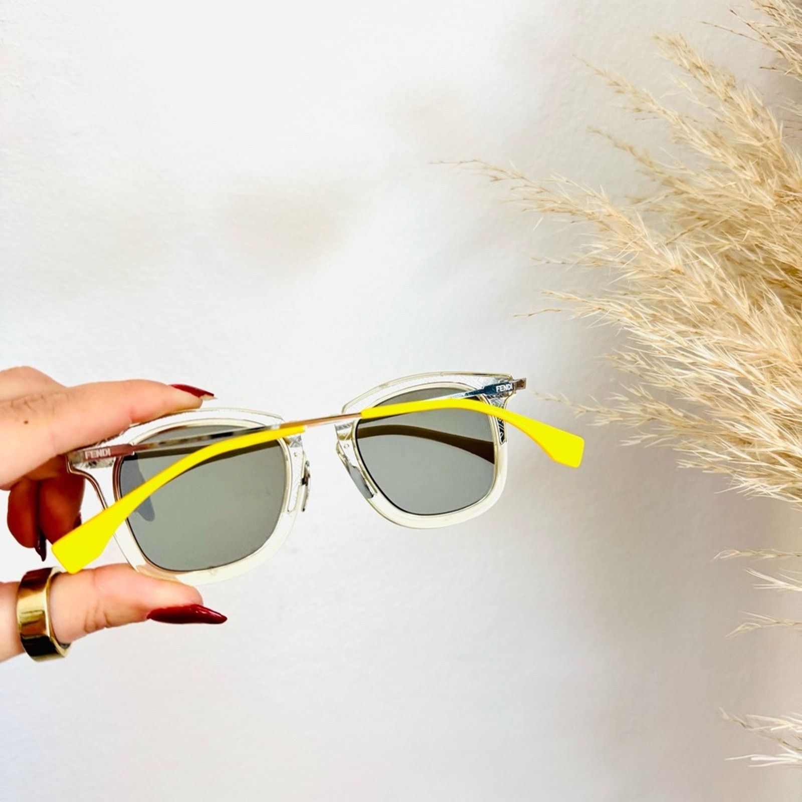 Fendi FENDI Silver Yellow Grey Mirror Lens $595 Sunglasses Case Size ONE SIZE - 13 Thumbnail