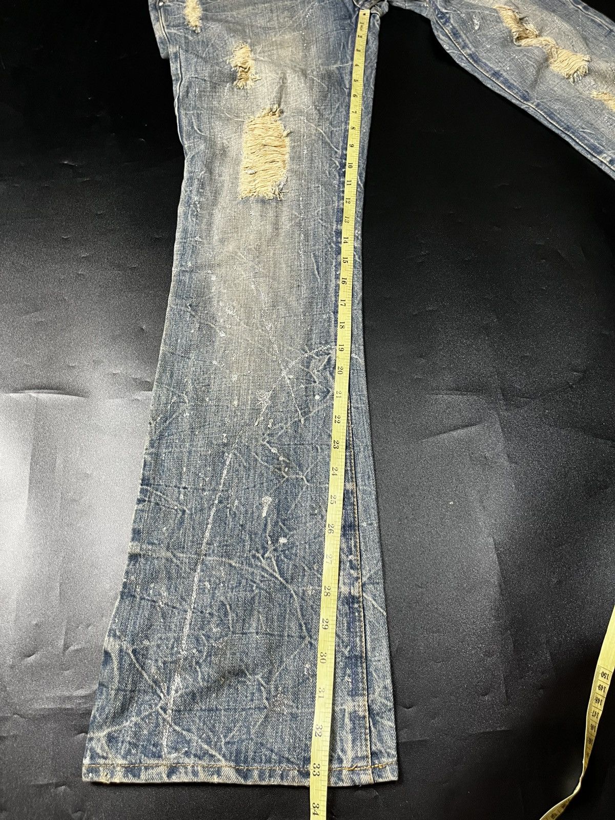 Japanese Brand Midas Distressed Super Flare Jeans Size US 30 / EU 46 - 15 Thumbnail