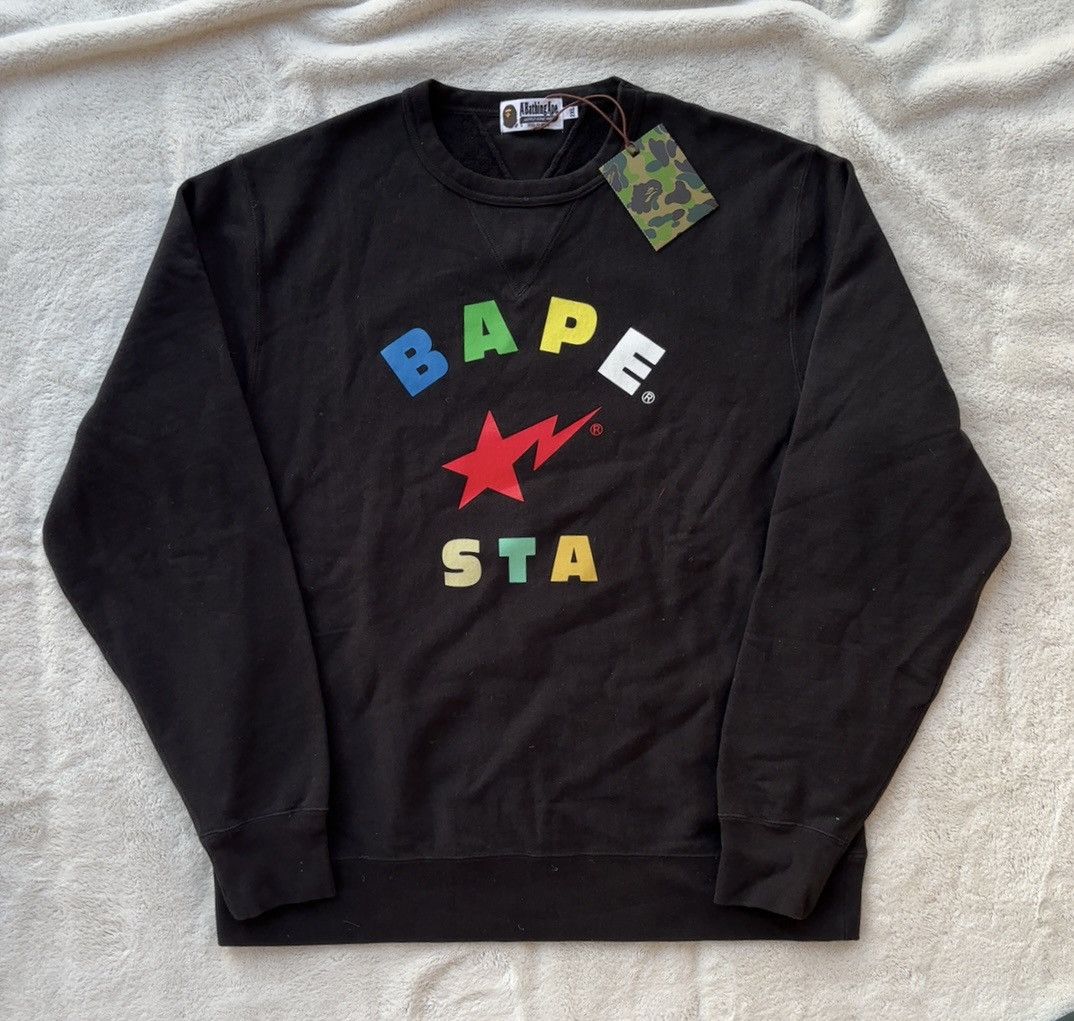 Bape Bape Black/Rainbow Bape Sta Crewneck Size US XXL / EU 58 / 5 - 1 Thumbnail