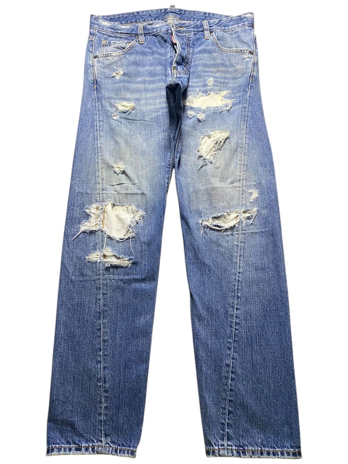 Dsquared2 Vintage Dsquared2 Blue Wash Distressed Skinny Jeans Size US 33 - 1 Thumbnail