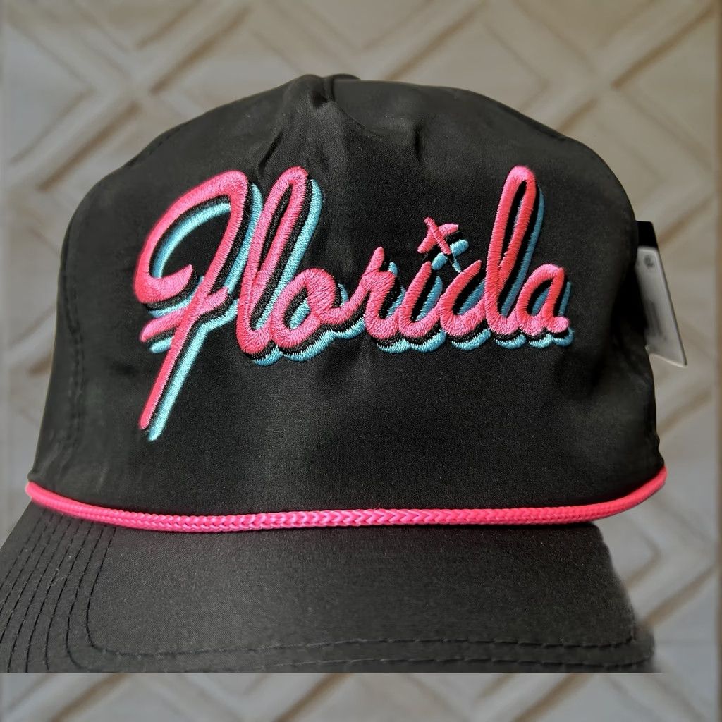 Roper Bad Birdie Men’s Florida Rope Golf Hat Adjustable Black/Pink Snapback Size ONE SIZE - 1 Thumbnail