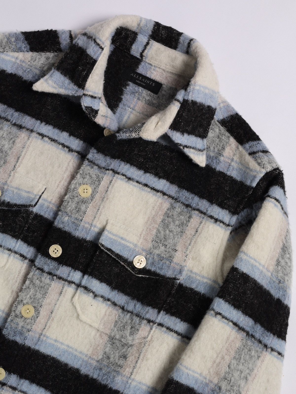 Allsaints Allsaints Rayado Ecru Flannel Plaid Check Overshirt Jacket Size US M / EU 48-50 / 2 - 5 Thumbnail