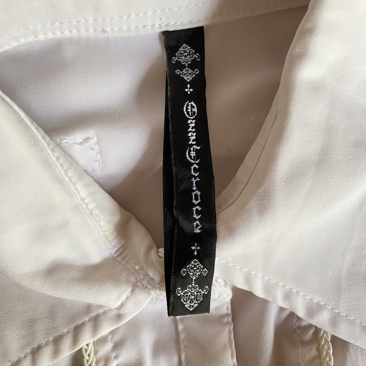 Japanese Brand Ozz Croce Y2K Punk White Embroidered Long Dress Shirt Size M / US 6-8 / IT 42-44 - 5 Thumbnail