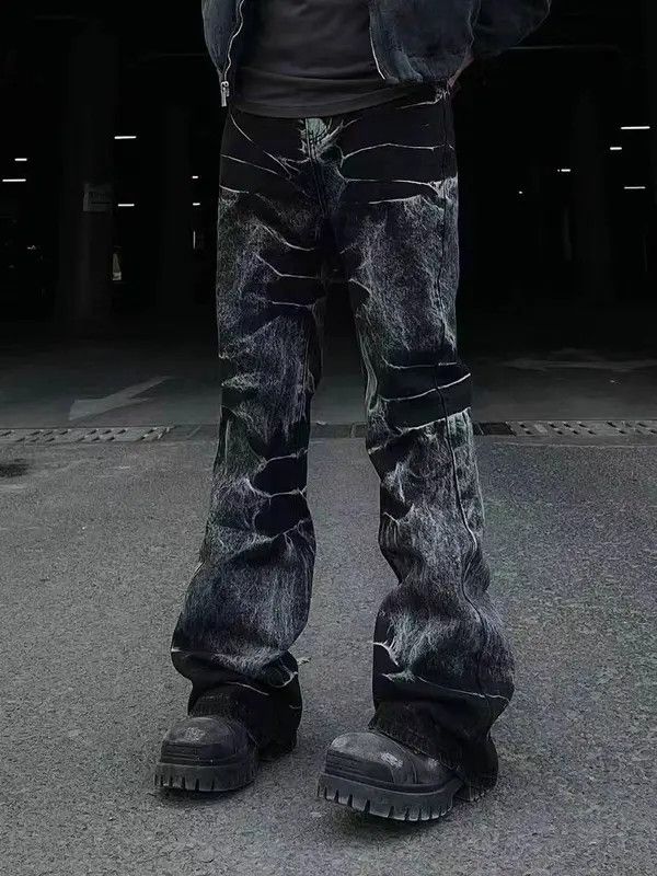 Japanese Brand VIBE Retro lightning pattern heavy wash bootcut jeans Size US 32 / EU 48 - 1 Thumbnail