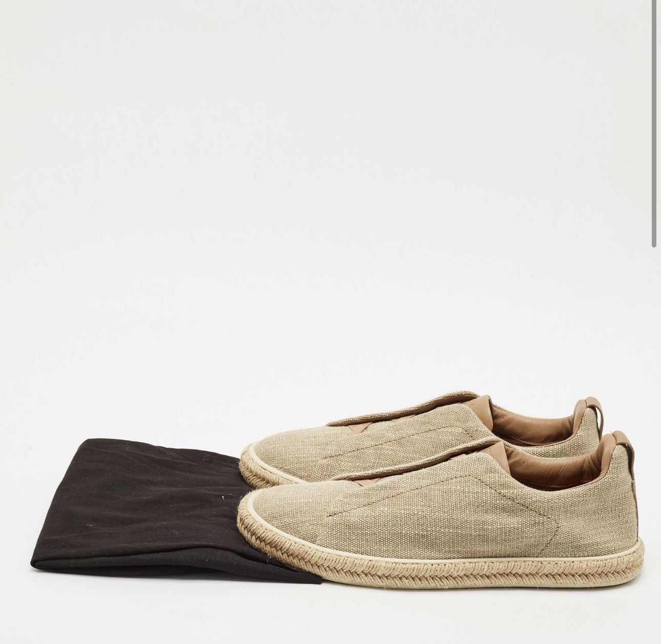 Z Zegna Ermenegildo Zegna Beige Canvas Leather Triple Stitch Slip Size US 12.5 / EU 45-46 - 10 Thumbnail